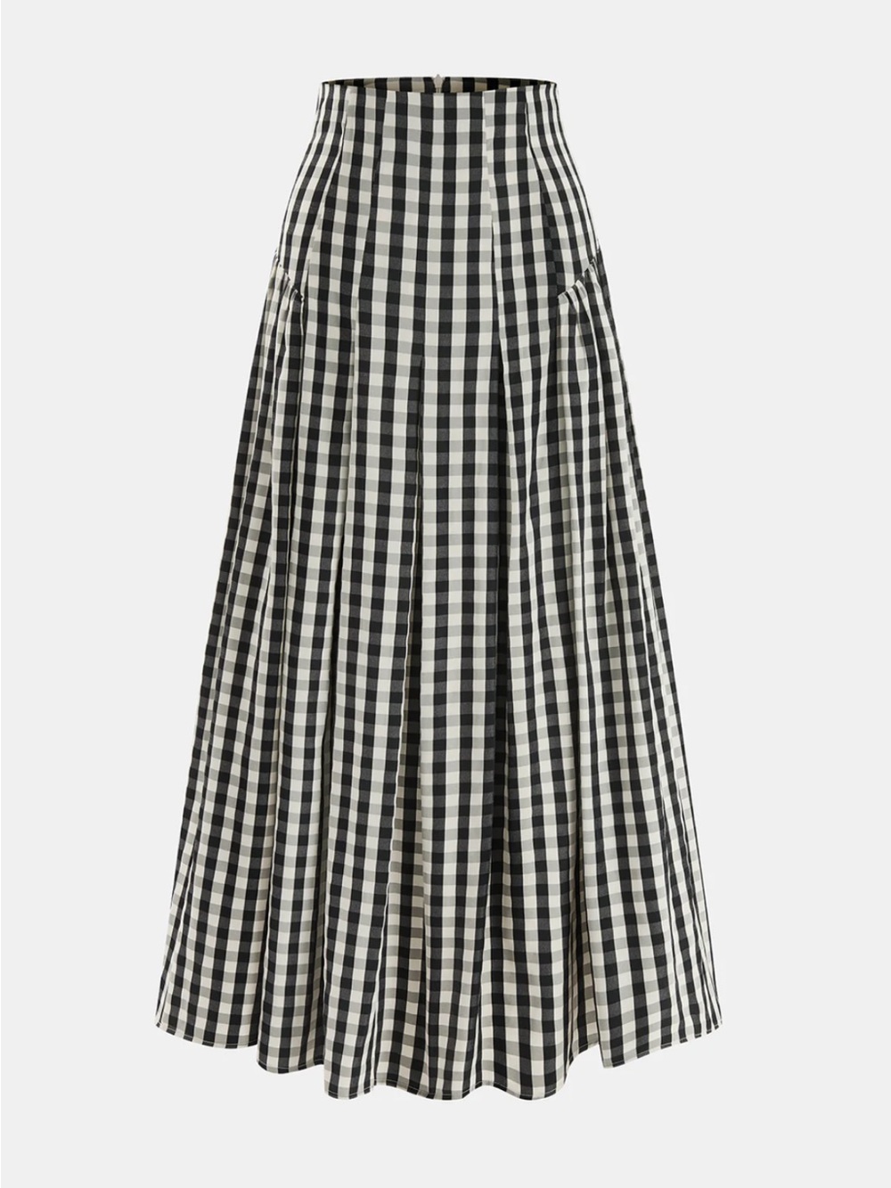 Commense Gingham High-Waisted Pleated Midi Skirt NWT - Picture 1 of 5